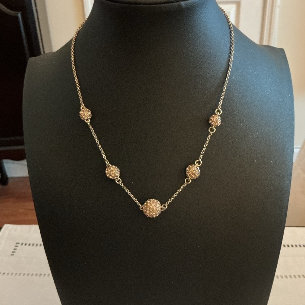 LOFT Vintage Rhinestone Gold Tone Necklace